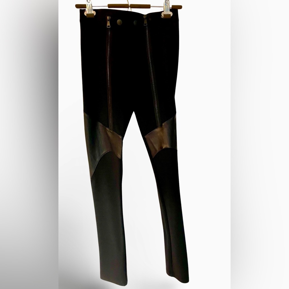 NWT Givenchy black leggings with faux leather trim, from SSense, 36, XS